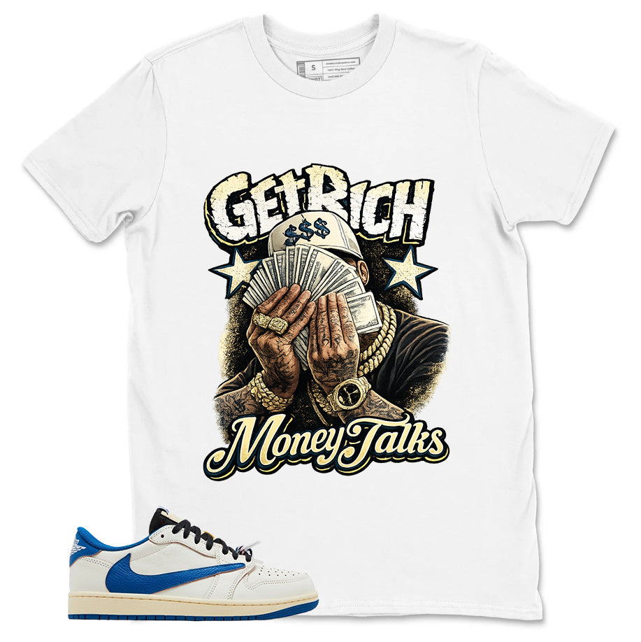 Cream Travis Scott Fragment Sail Military Blue 1s Shirt Get Rich Money Talk Graphic