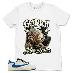 Cream Travis Scott Fragment Sail Military Blue 1s Shirt Get Rich Money Talk Graphic