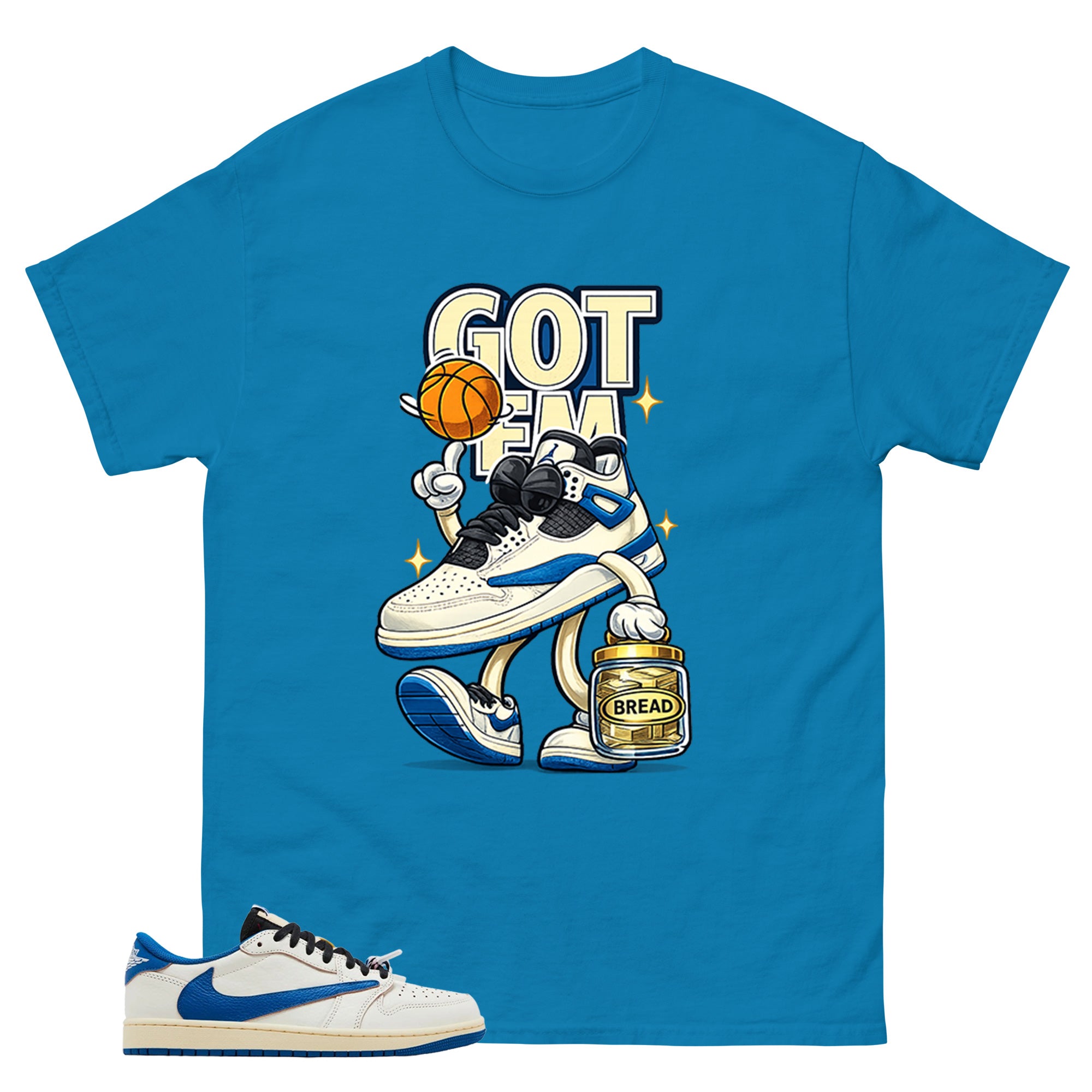 Cream Travis Scott Fragment Sail Military Blue 1s Shirt Got Em Bread Graphic