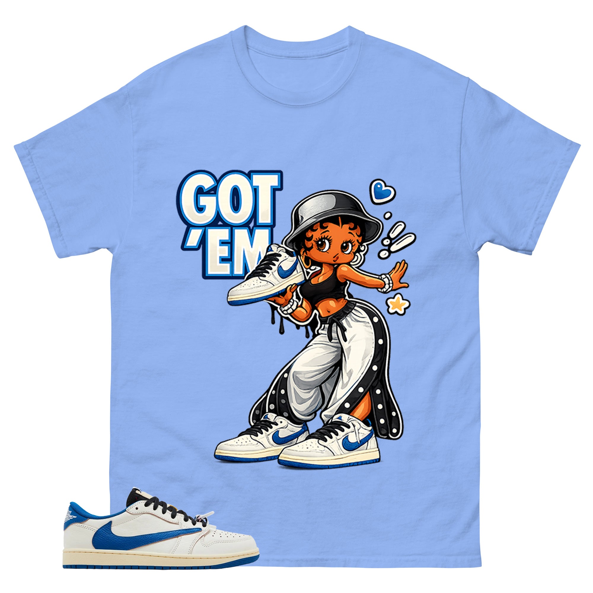 Cream Travis Scott Fragment Sail Military Blue 1s Shirt Got Em Lady Graphic
