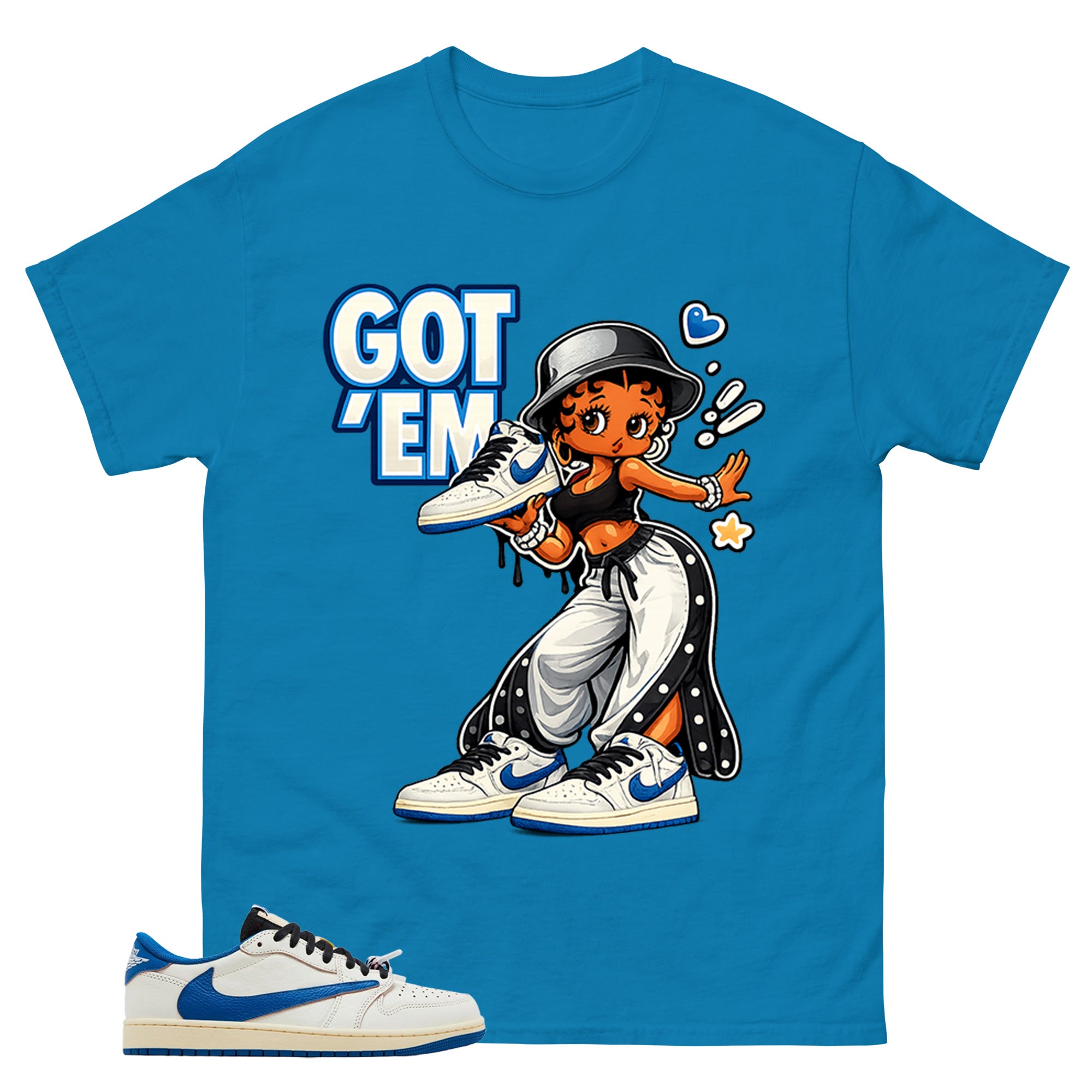 Cream Travis Scott Fragment Sail Military Blue 1s Shirt Got Em Lady Graphic