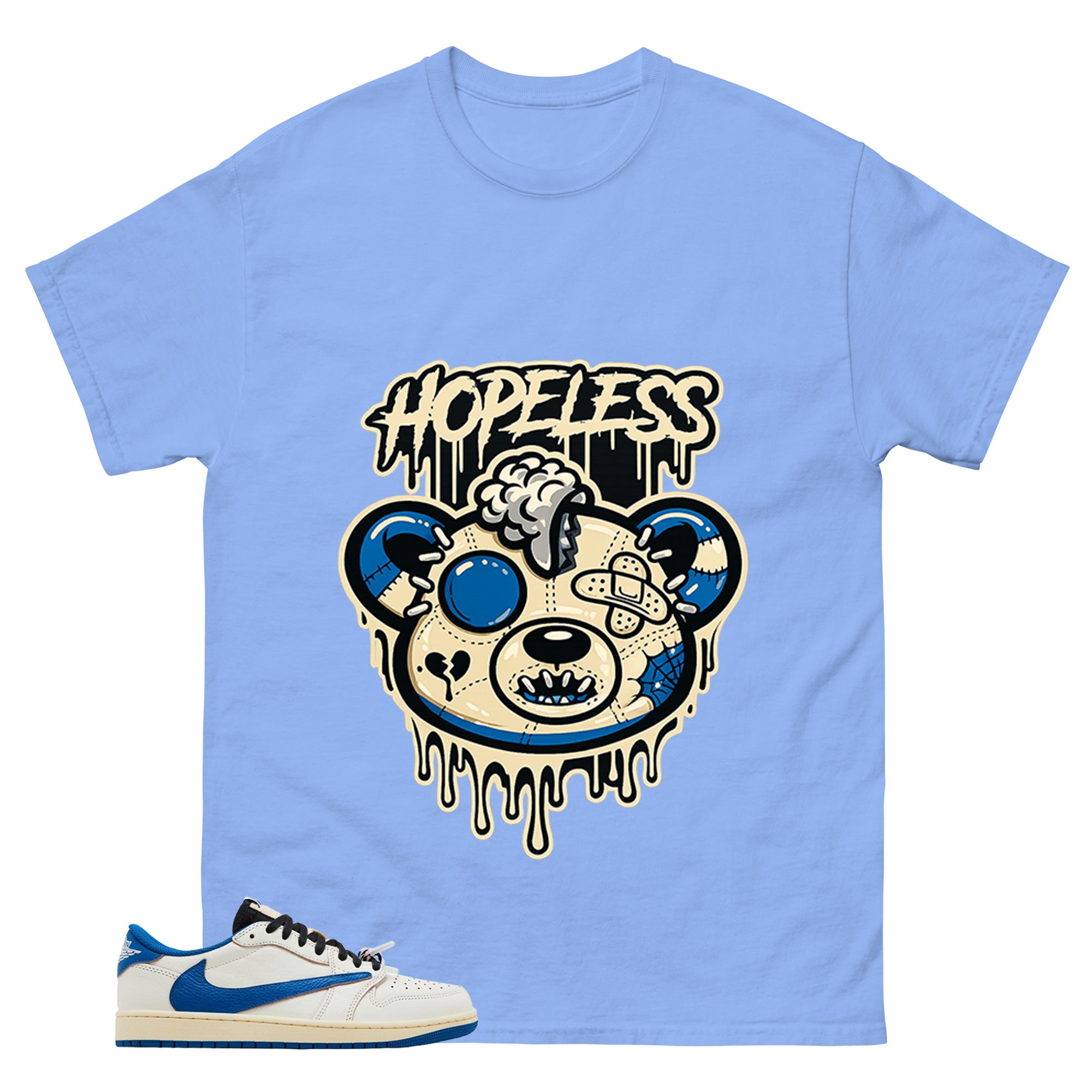 Cream Travis Scott Fragment Sail Military Blue 1s Shirt Hopeless Graphic