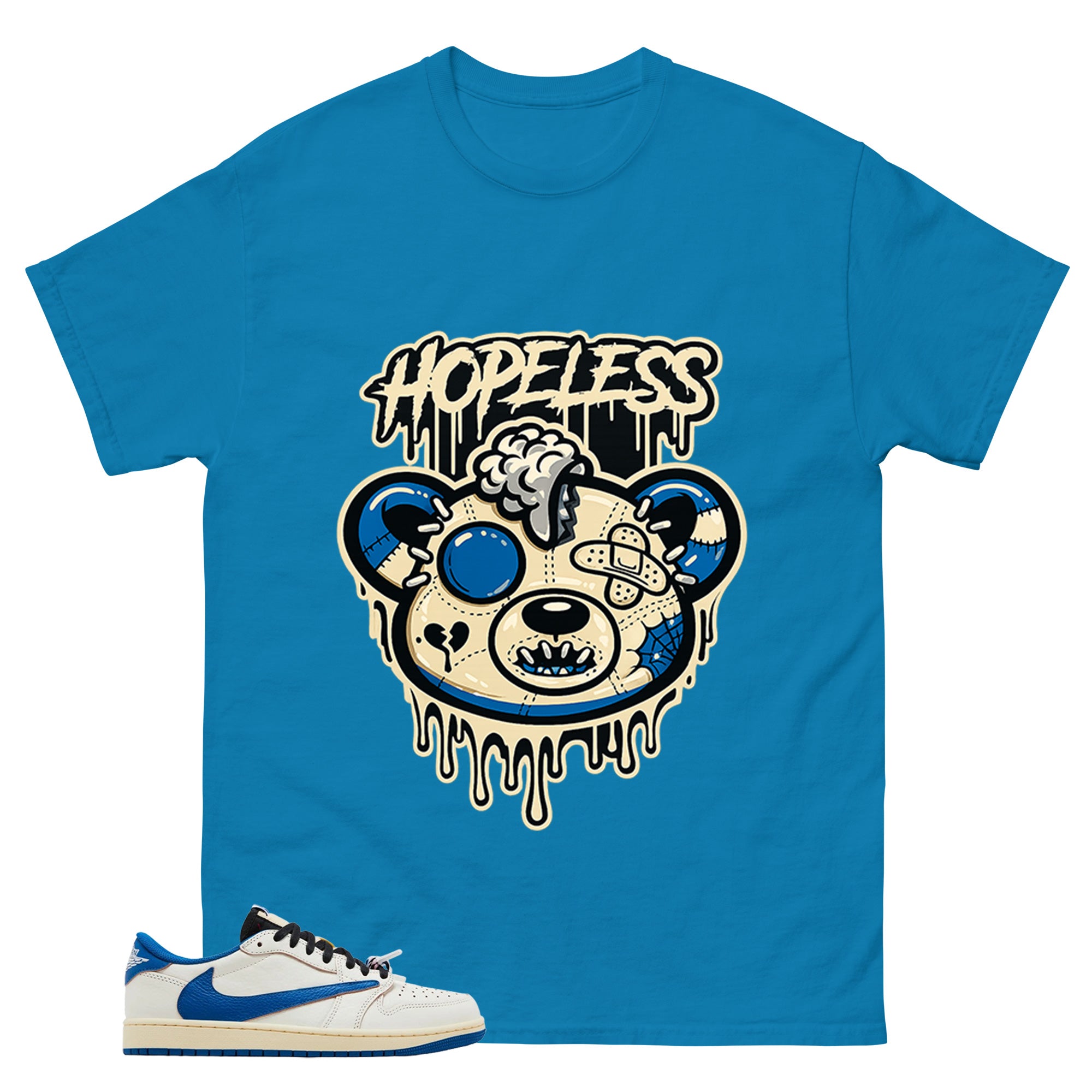 Cream Travis Scott Fragment Sail Military Blue 1s Shirt Hopeless Graphic