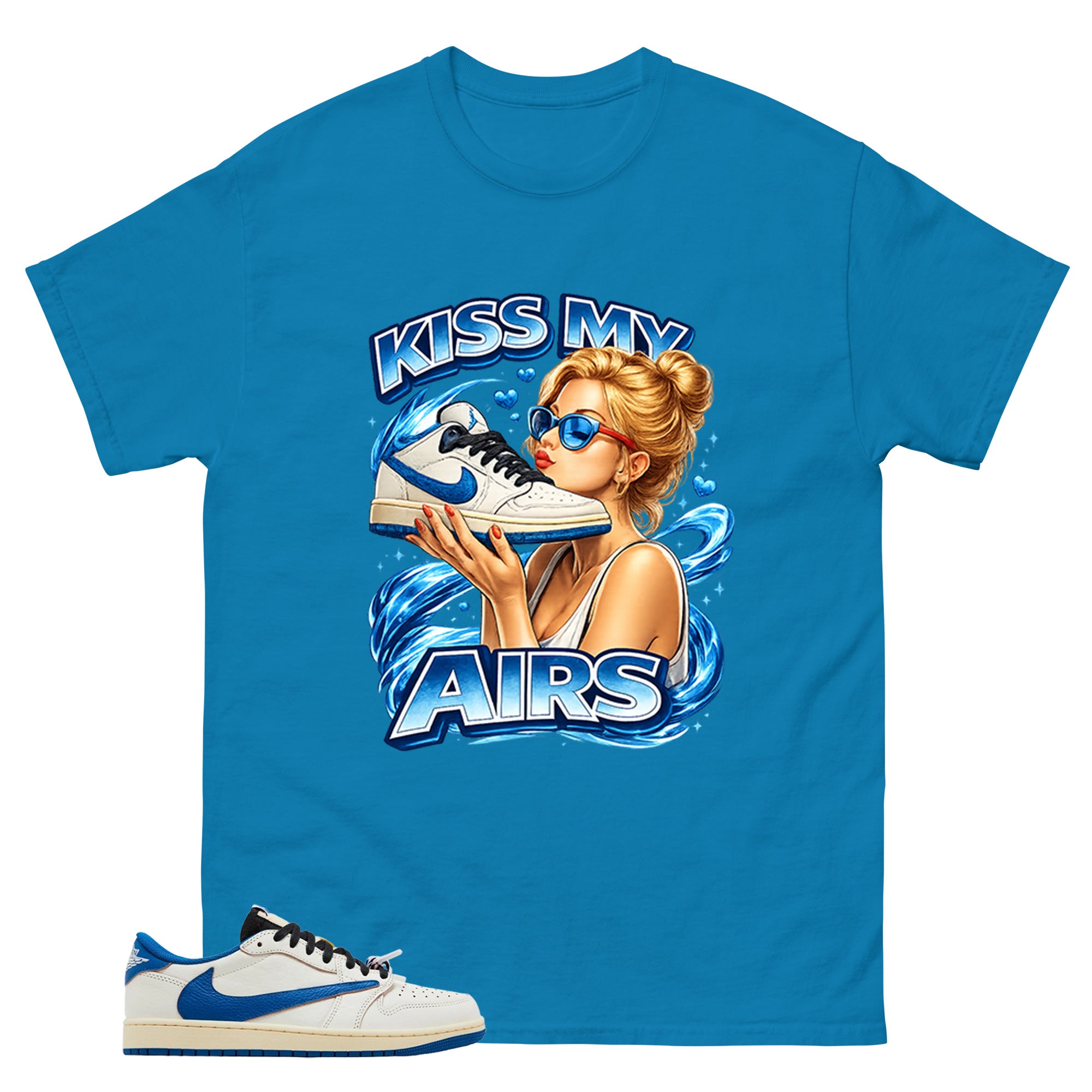 Cream Travis Scott Fragment Sail Military Blue 1s Shirt Kiss My Airs Graphic