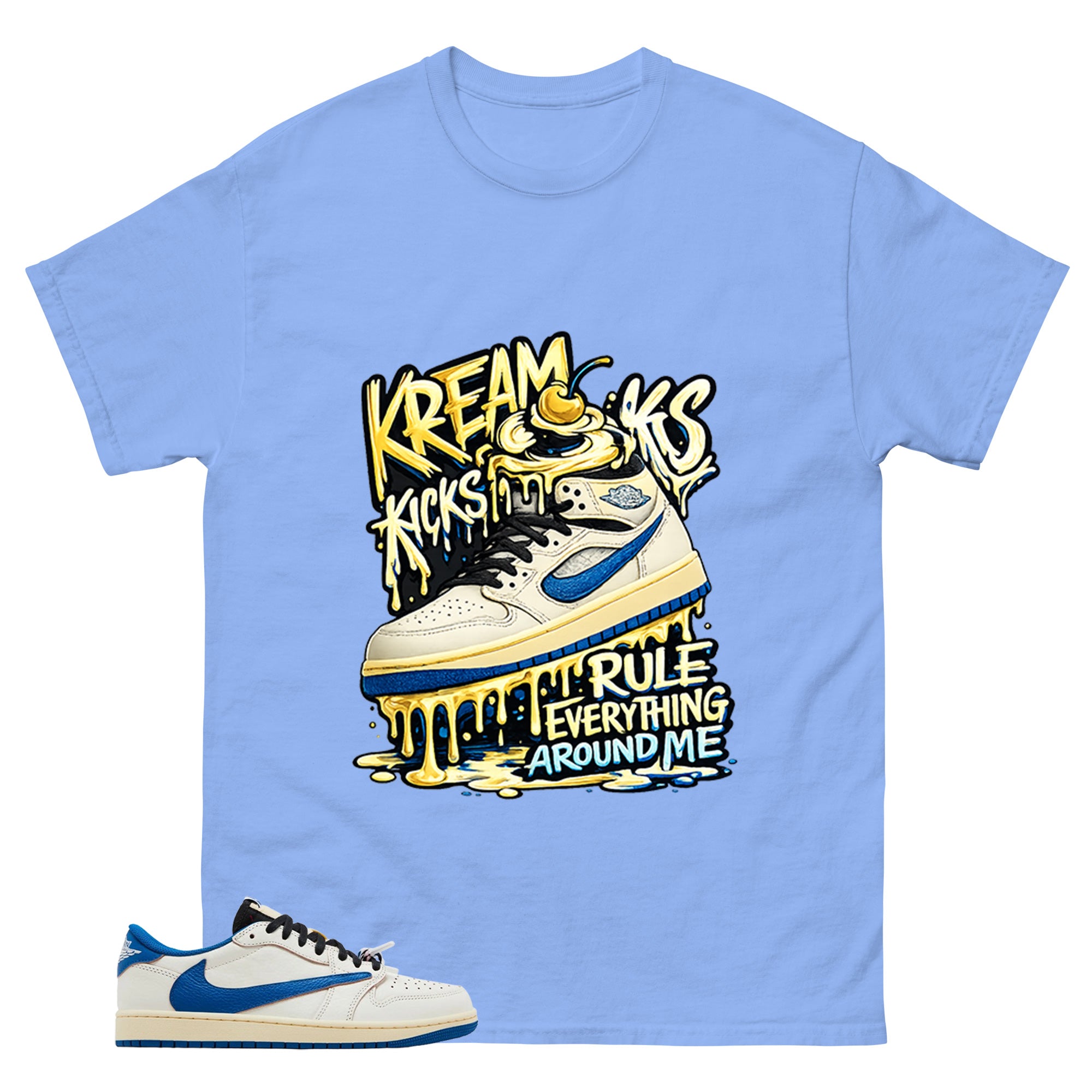 Cream Travis Scott Fragment Sail Military Blue 1s Shirt Kream Kicks Graphic