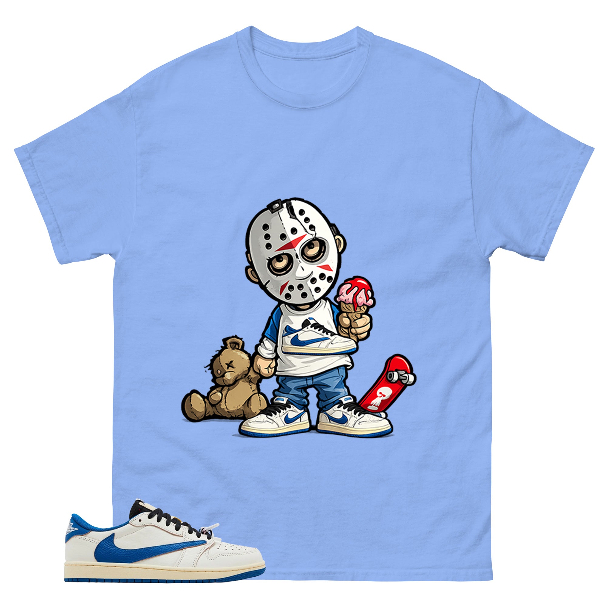 Cream Travis Scott Fragment Sail Military Blue 1s Shirt Little Jason Graphic
