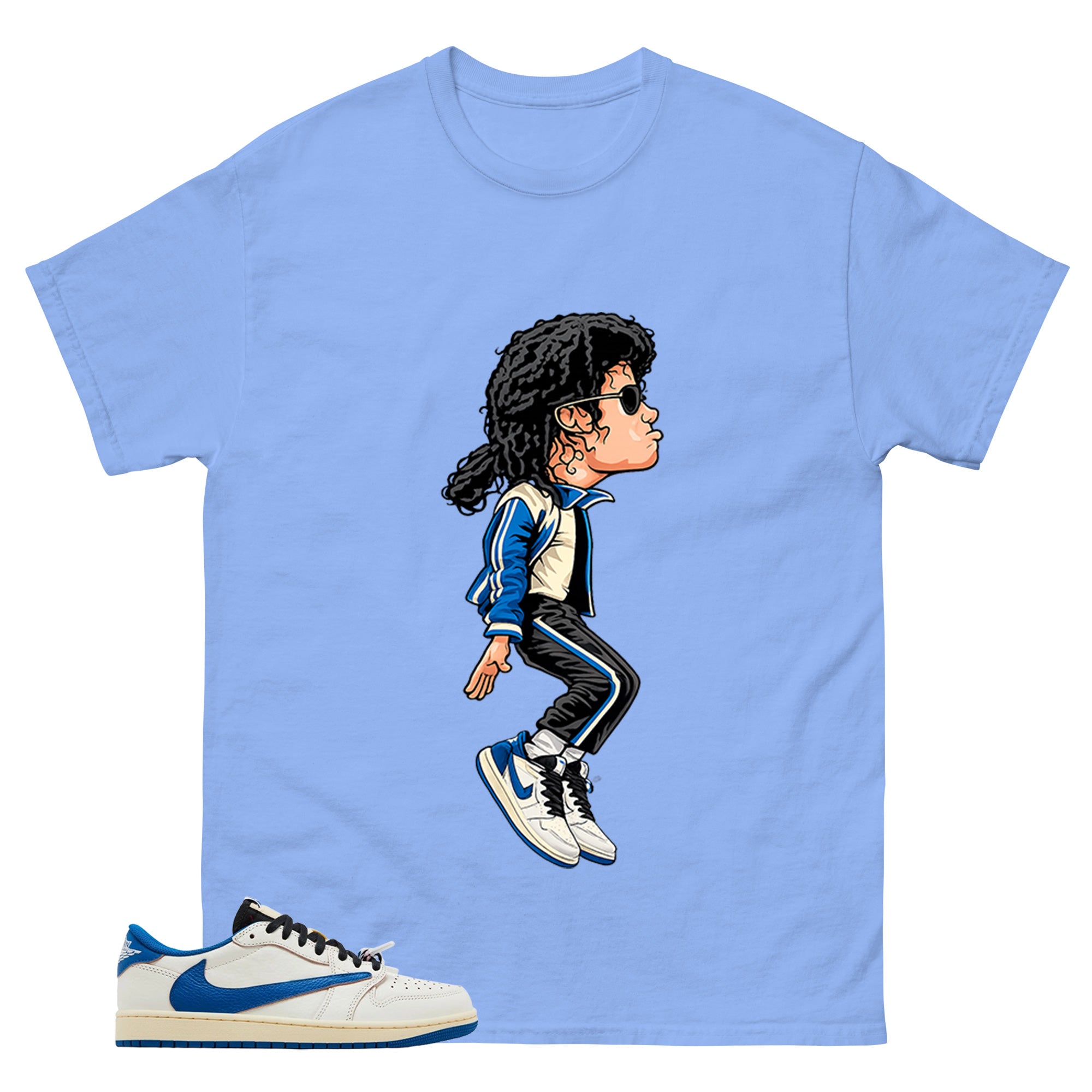 Cream Travis Scott Fragment Sail Military Blue 1s Shirt M.Jackson Tiptoe Graphic