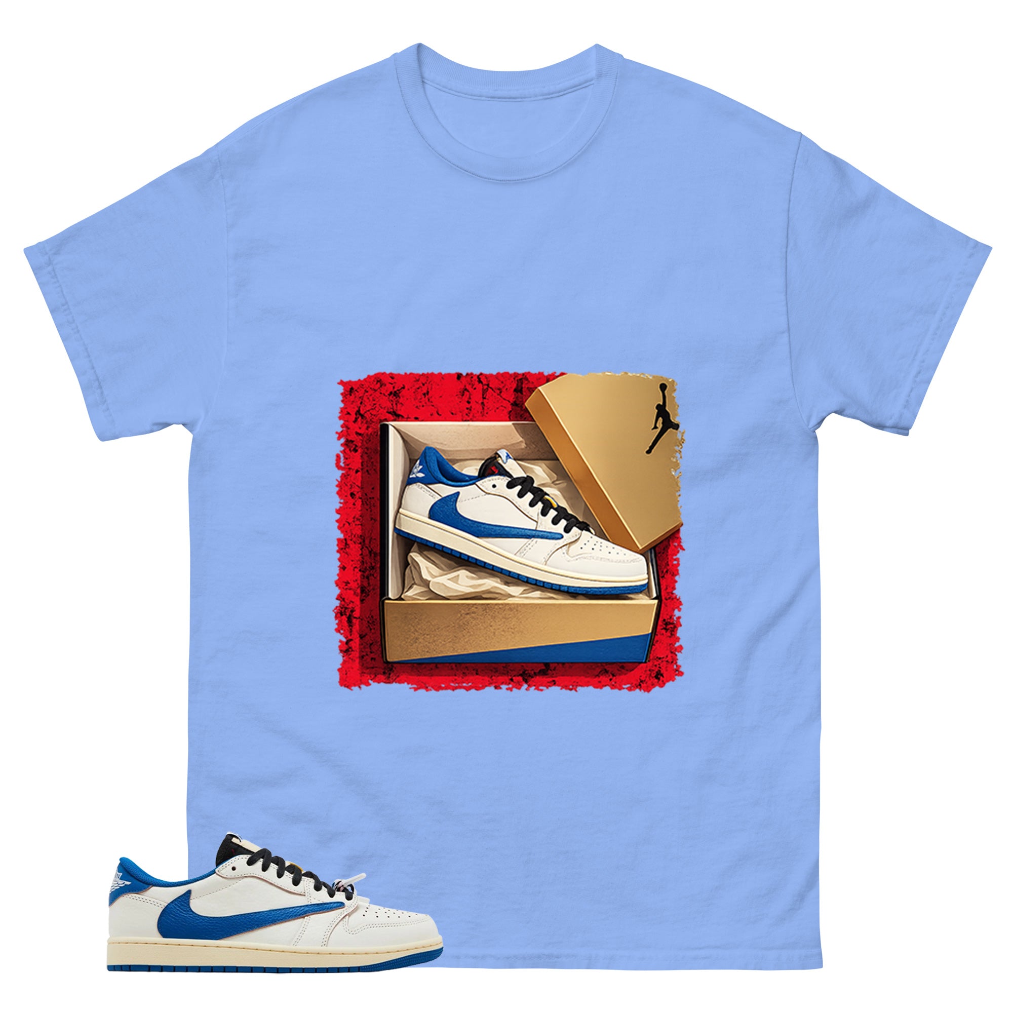Cream Travis Scott Fragment Sail Military Blue 1s Shirt New Kicks Graphic