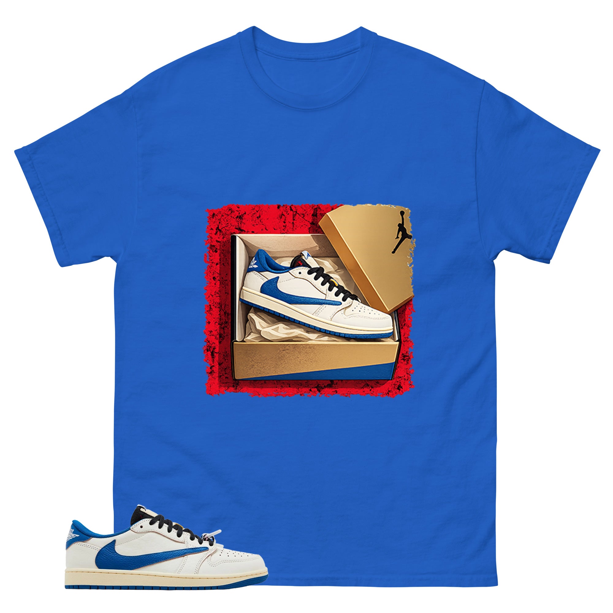 Cream Travis Scott Fragment Sail Military Blue 1s Shirt New Kicks Graphic