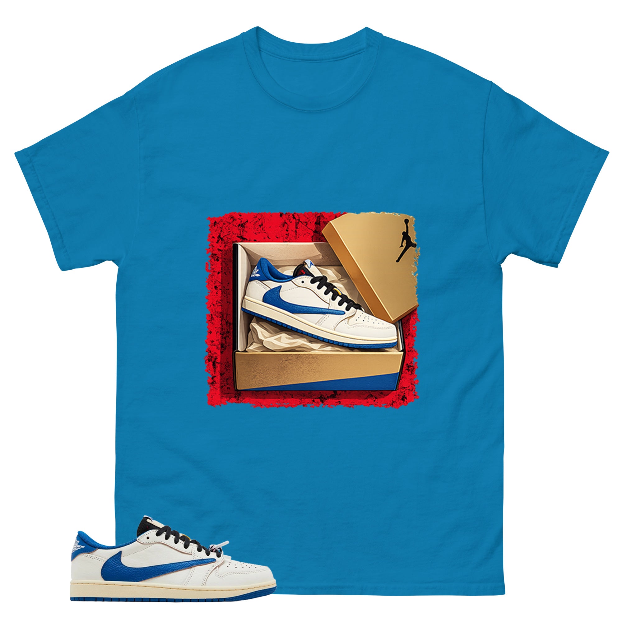 Cream Travis Scott Fragment Sail Military Blue 1s Shirt New Kicks Graphic
