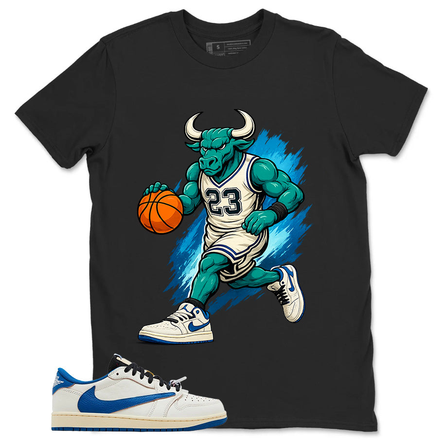 Cream Travis Scott Fragment Sail Military Blue 1s Shirt Raging Bull Graphic