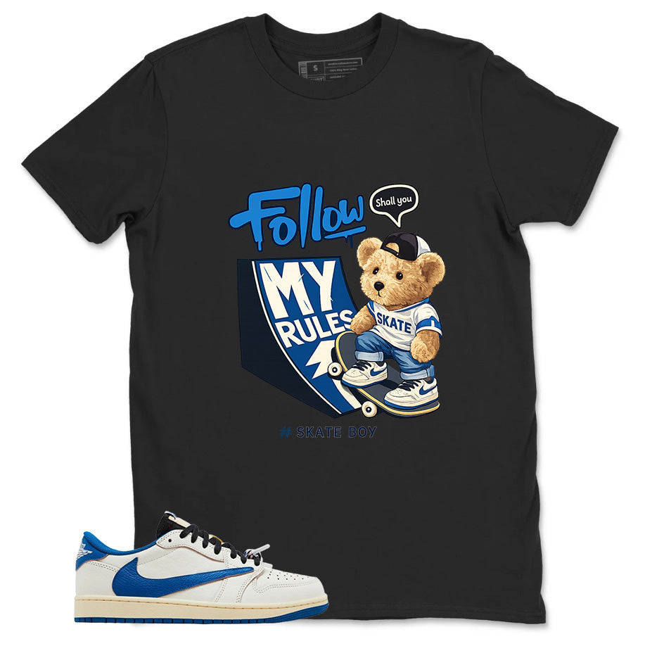 Cream Travis Scott Fragment Sail Military Blue 1s Shirt Skate Boy Graphic