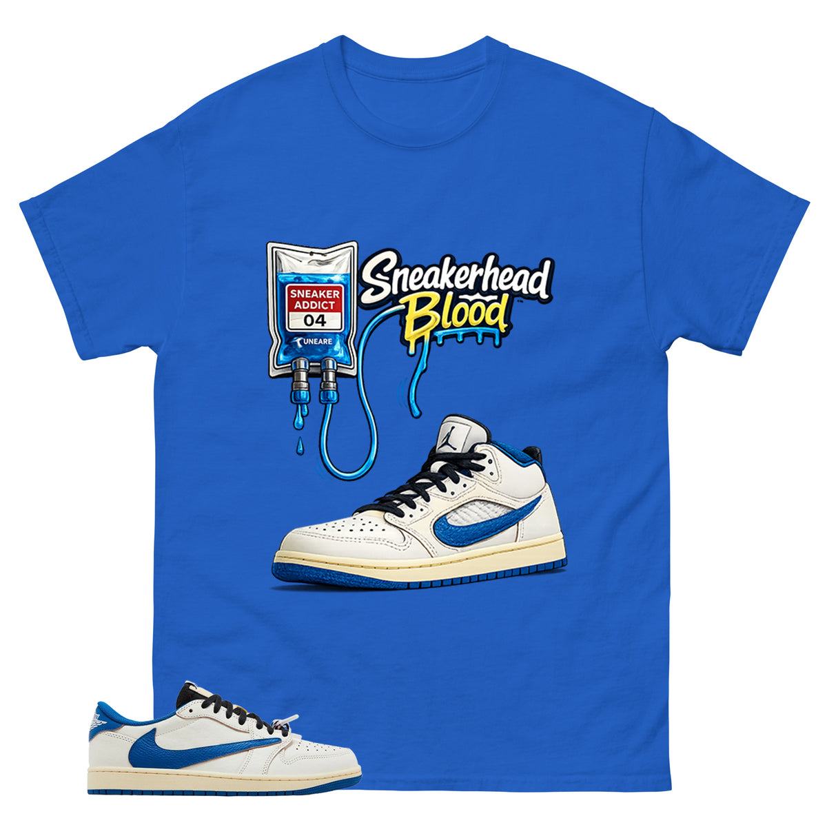Cream Travis Scott Fragment Sail Military Blue 1s Shirt Sneakerhead Blood Graphic