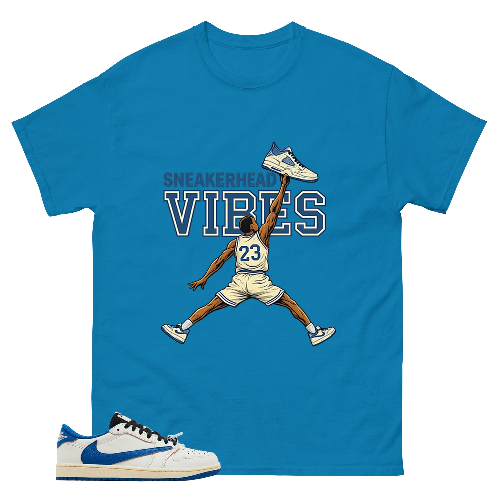 Cream Travis Scott Fragment Sail Military Blue 1s Shirt Sneakerhead Vibes Graphic