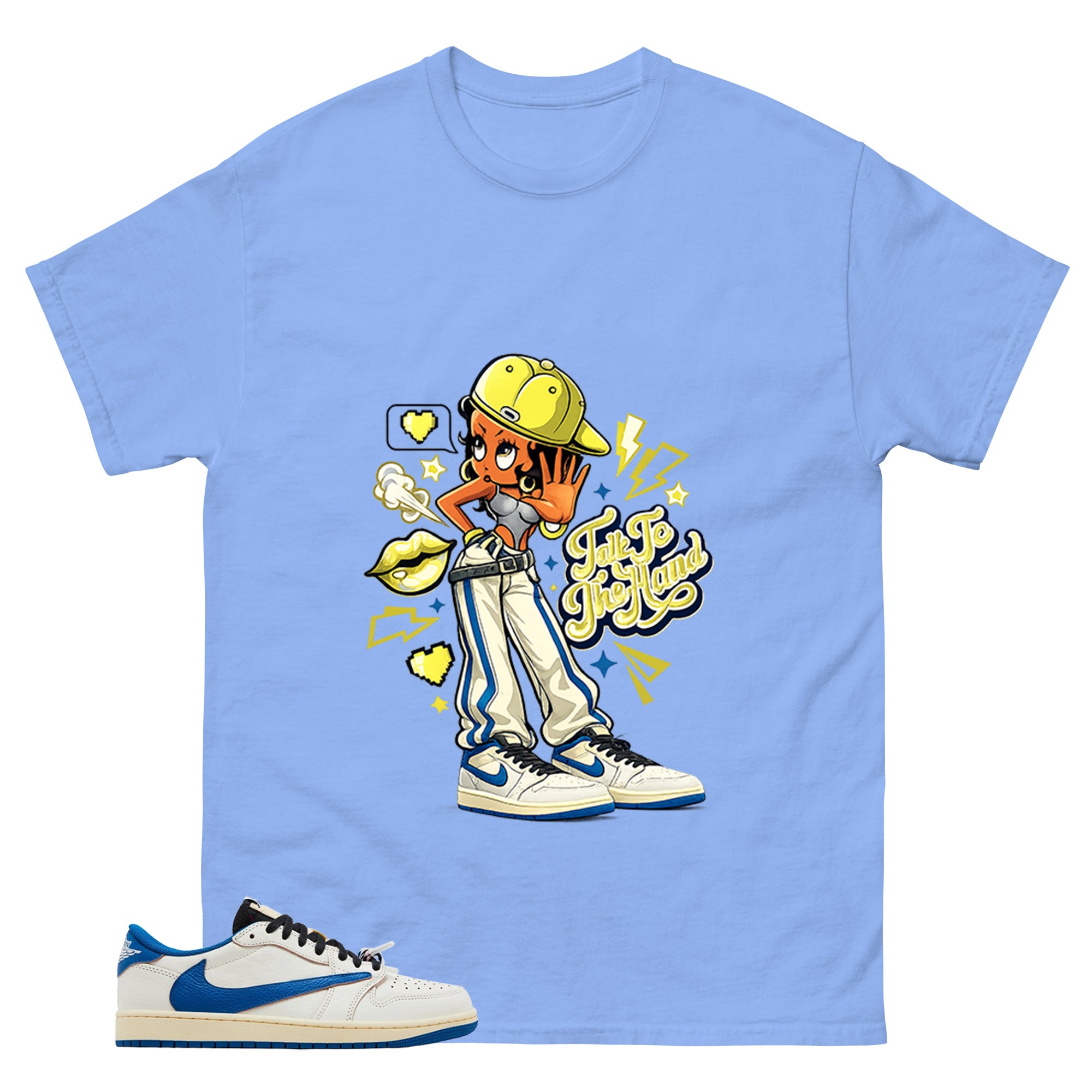 Cream Travis Scott Fragment Sail Military Blue 1s Shirt Talk To The Hand Graphic