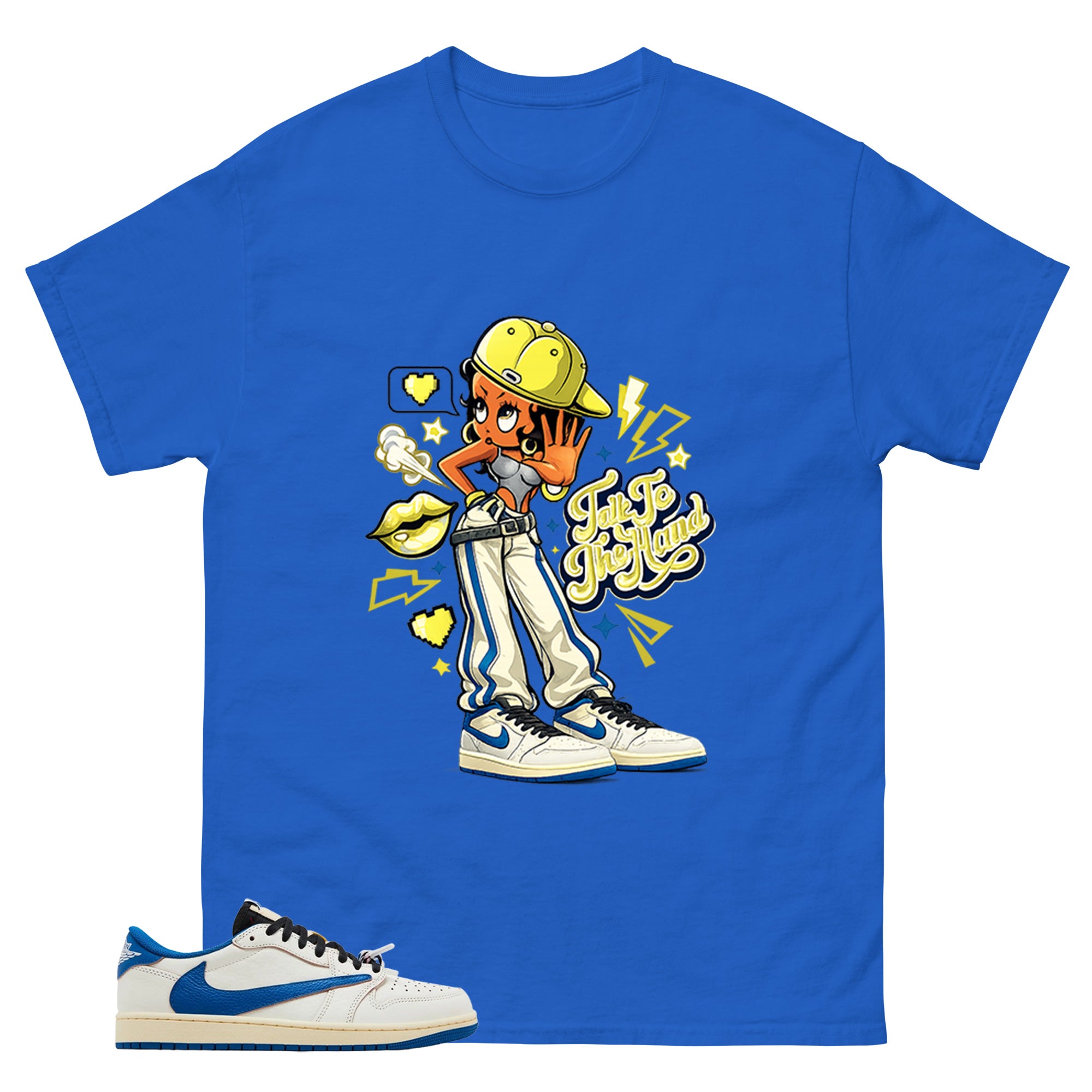 Cream Travis Scott Fragment Sail Military Blue 1s Shirt Talk To The Hand Graphic
