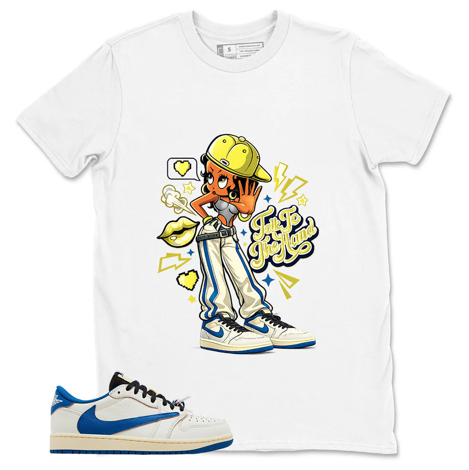 Cream Travis Scott Fragment Sail Military Blue 1s Shirt Talk To The Hand Graphic