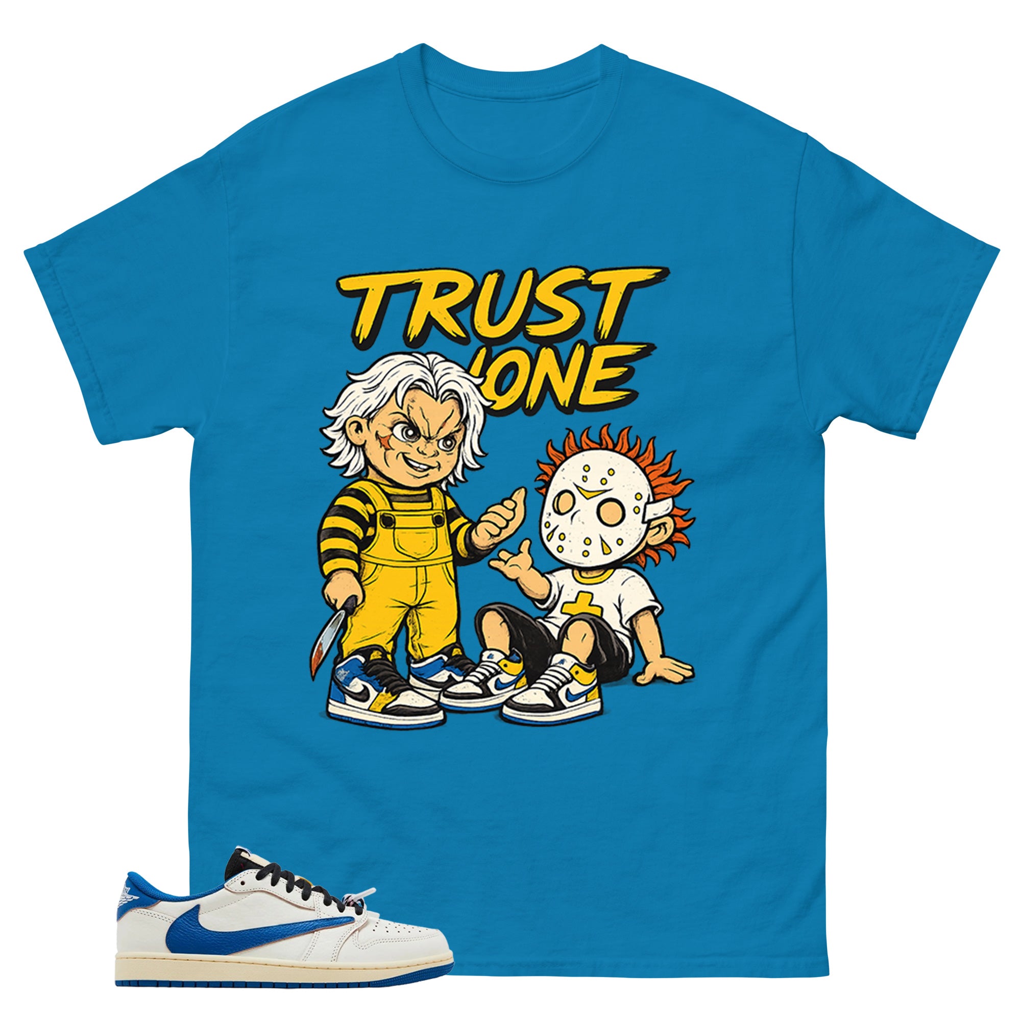 Cream Travis Scott Fragment Sail Military Blue 1s Shirt Trust None Graphic