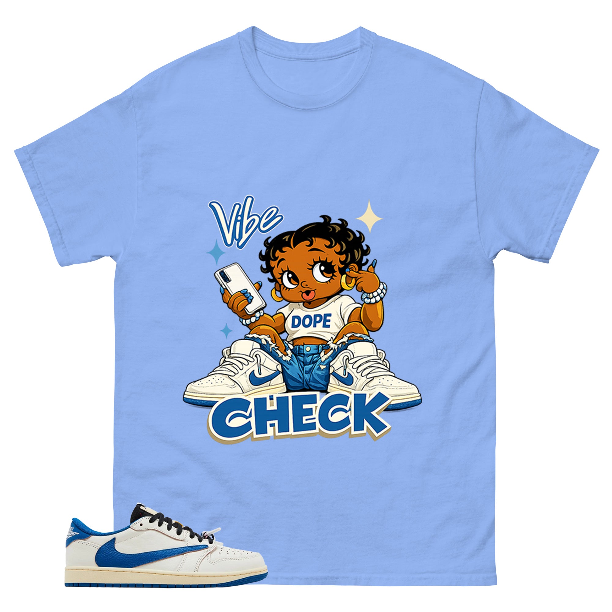 Cream Travis Scott Fragment Sail Military Blue 1s Shirt Vibe Check Graphic