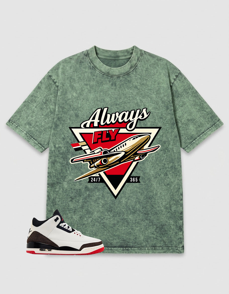 Cream World’s Best Dad 3s Zadago Washed T-shirt Always Fly Graphic