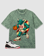 Cream World’s Best Dad 3s Zadago Washed T-shirt Raging Bull Graphic