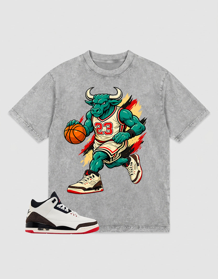 Cream World’s Best Dad 3s Zadago Washed T-shirt Raging Bull Graphic