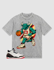 Cream World’s Best Dad 3s Zadago Washed T-shirt Raging Bull Graphic
