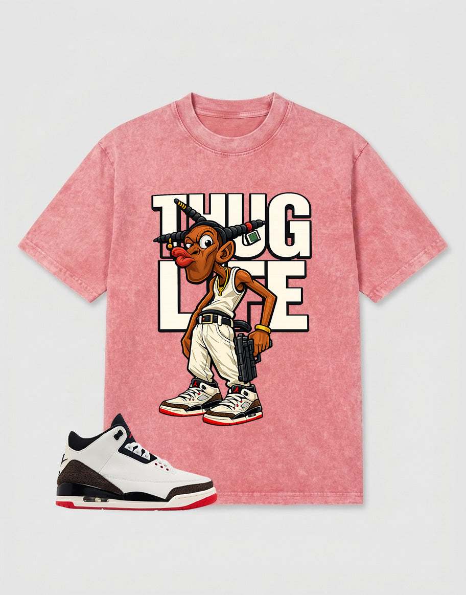 Cream World’s Best Dad 3s Zadago Washed T-shirt Thug Life Graphic