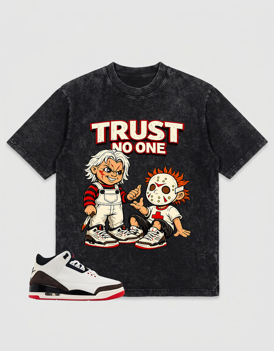 Cream World’s Best Dad 3s Zadago Washed T-shirt Trust No One Graphic