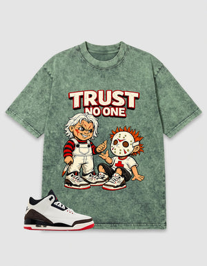 Cream World’s Best Dad 3s Zadago Washed T-shirt Trust No One Graphic