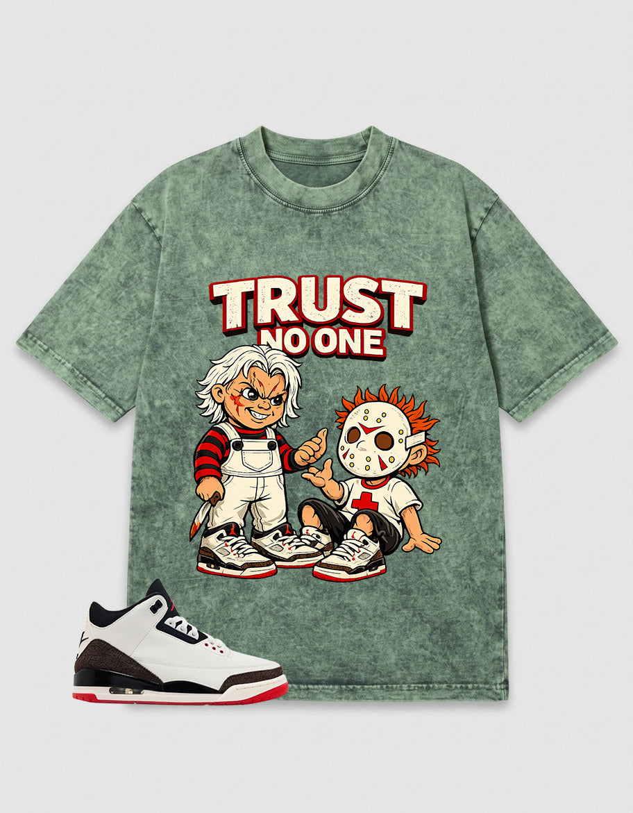 Cream World’s Best Dad 3s Zadago Washed T-shirt Trust No One Graphic