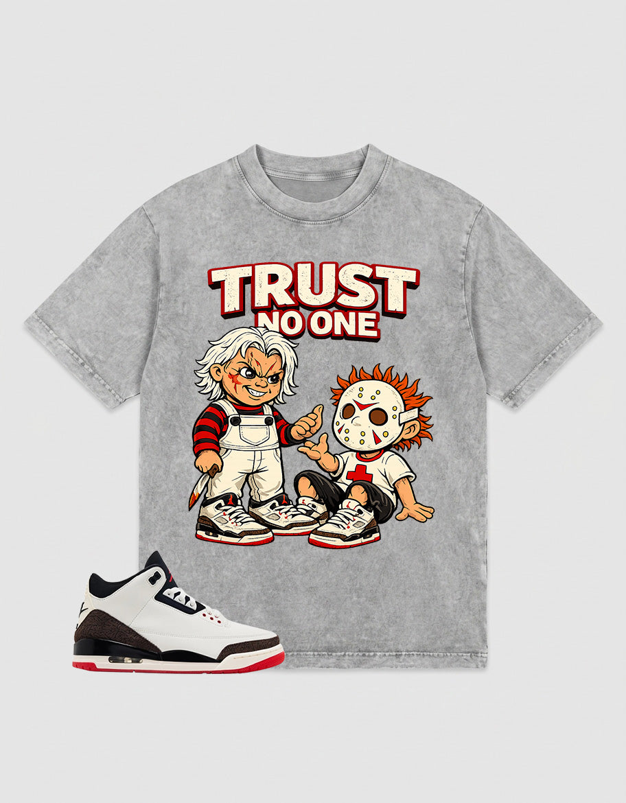 Cream World’s Best Dad 3s Zadago Washed T-shirt Trust No One Graphic
