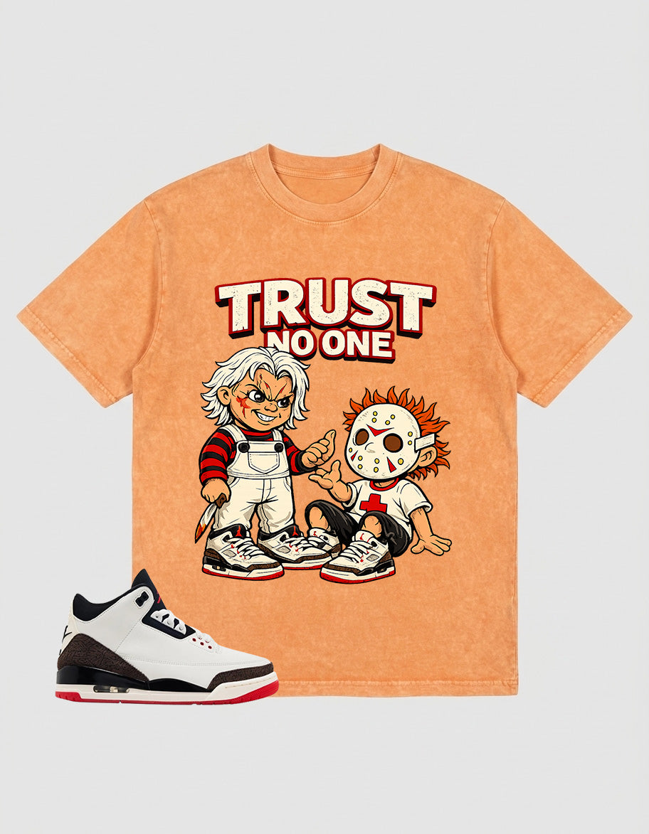 Cream World’s Best Dad 3s Zadago Washed T-shirt Trust No One Graphic