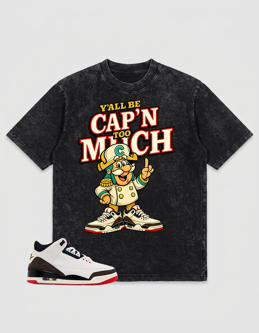 Cream World’s Best Dad 3s Zadago Washed T-shirt Y'all Be Cap'n Too Much Graphic