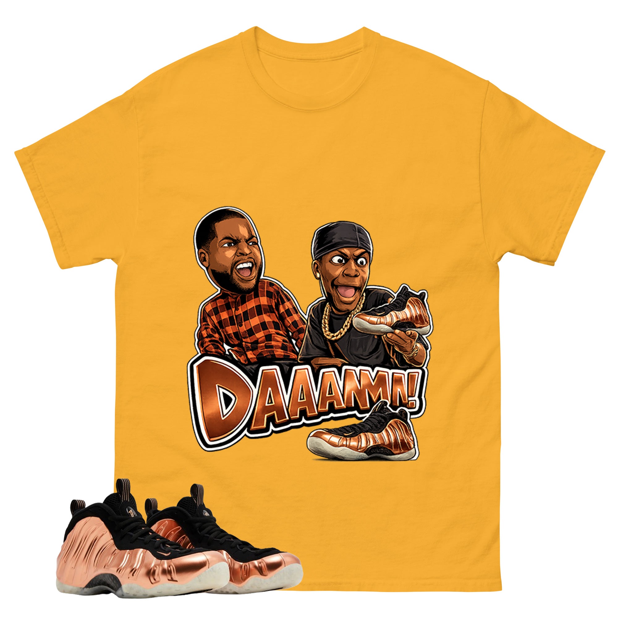 Daaamn Sneaker Meme Graphic Tee, Shirt to Match Air Foamposite One Copper, Air Foamposite Unisex Black Shirt