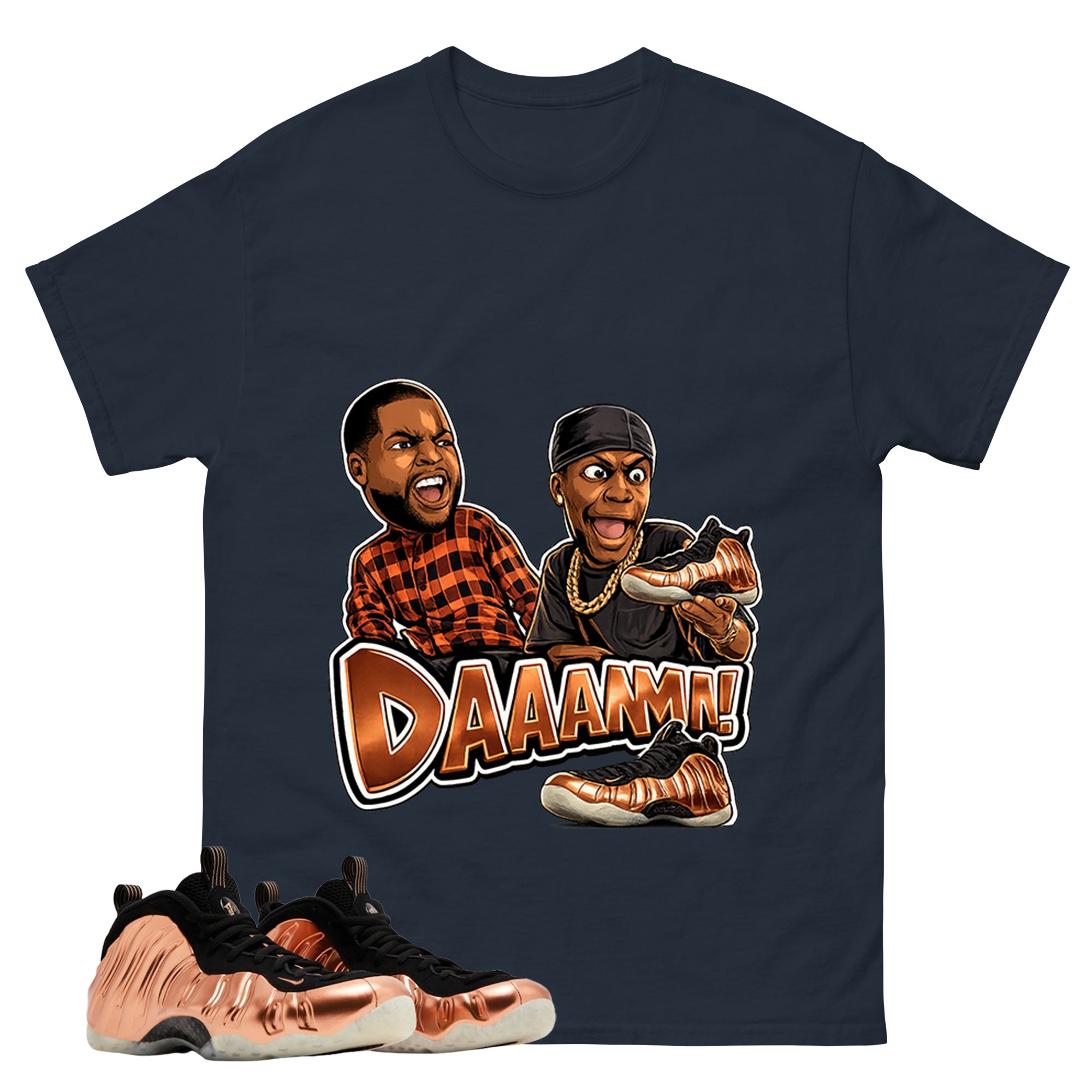 Daaamn Sneaker Meme Graphic Tee, Shirt to Match Air Foamposite One Copper, Air Foamposite Unisex Black Shirt