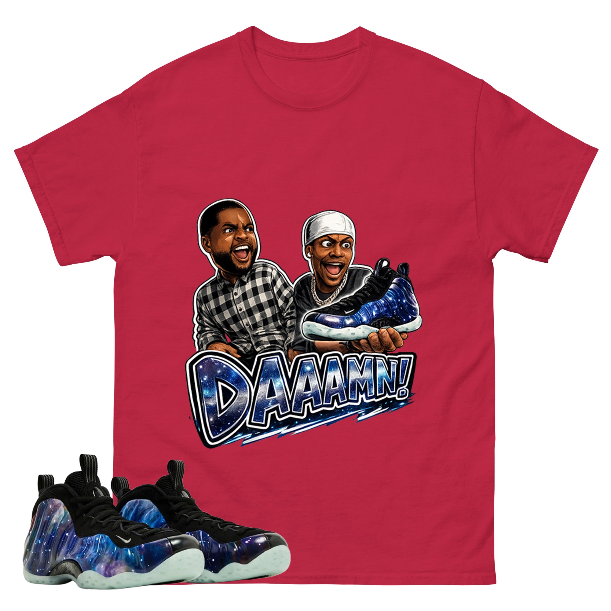 Daaamn Sneaker Meme Graphic Tee, Shirt to Match Air Foamposite One Galaxy, Air Foamposite Unisex Black Shirt