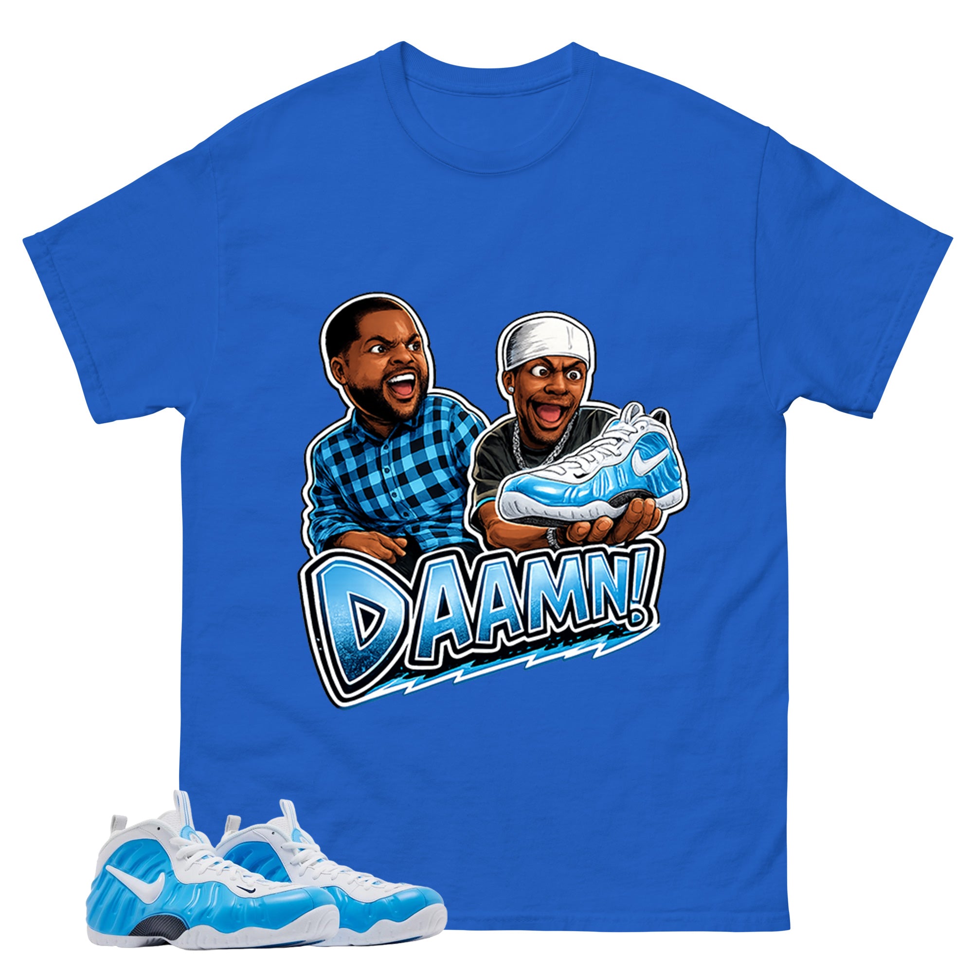 Daaamn Sneaker Meme Graphic Tee - Shirt to Match Air Foamposite Pro University Blue