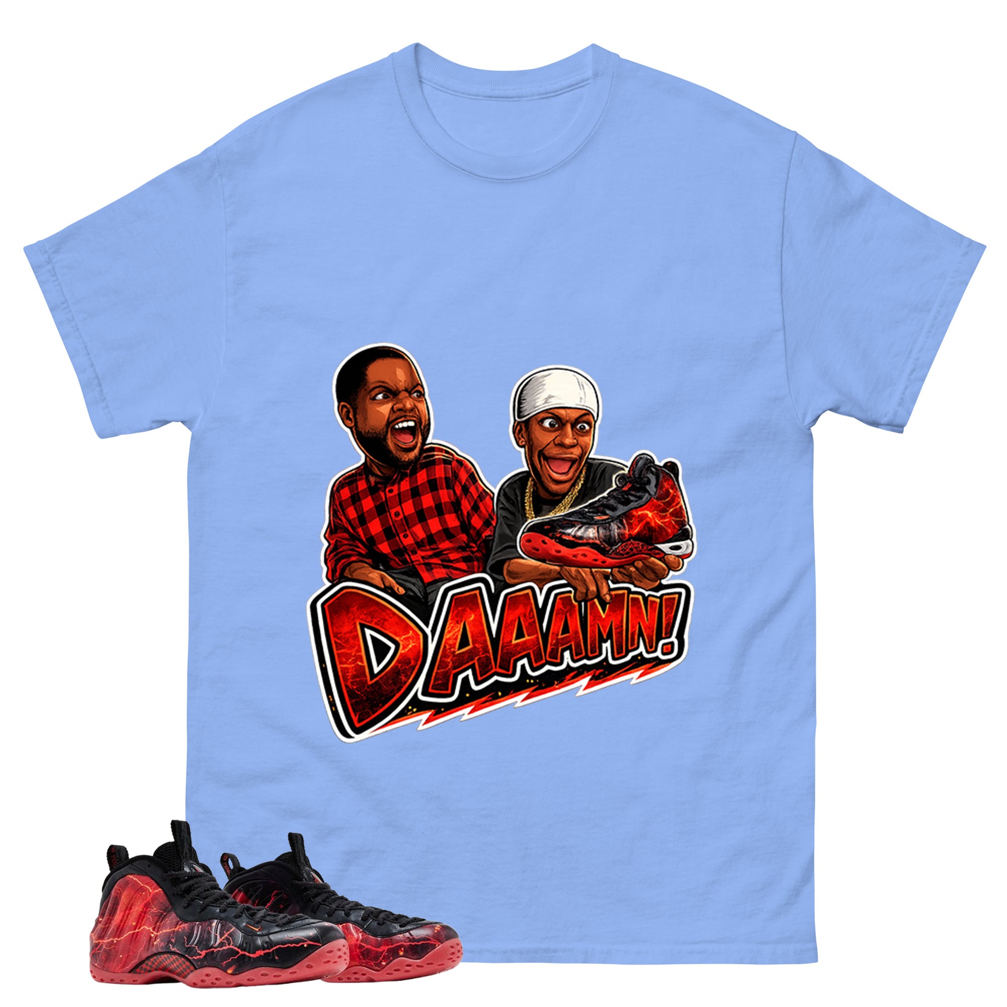 Daaamn Sneaker Meme Graphic Tee, Shirt to Match Air Foamposite Stranger Things, Air Foamposite Unisex Blue Shirt