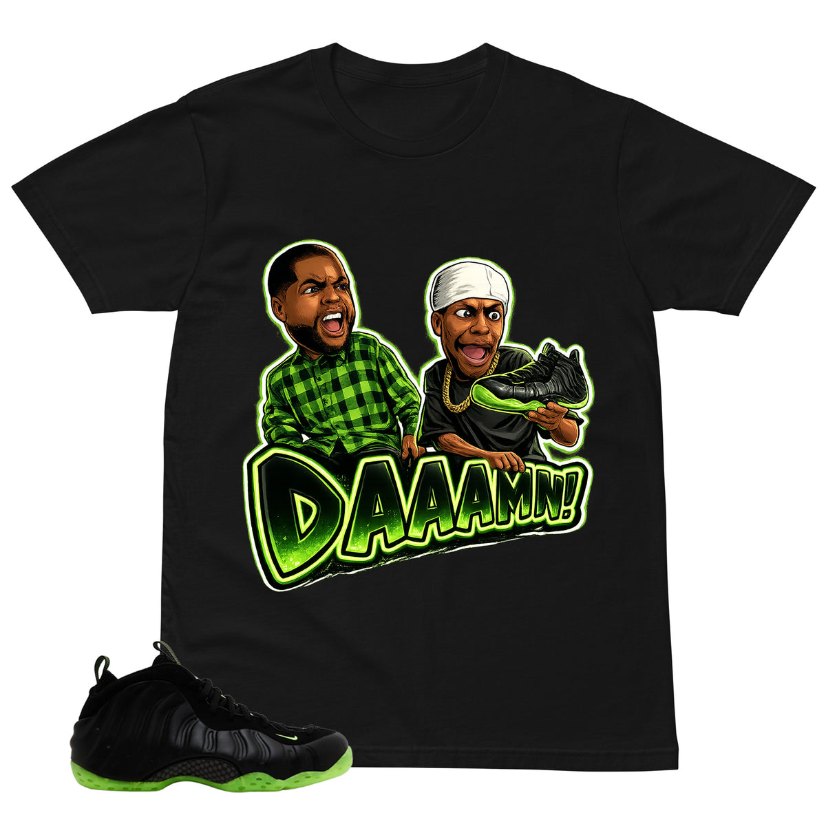 Daaamn Sneaker Shirt - Match Air Foamposite One Black Volt