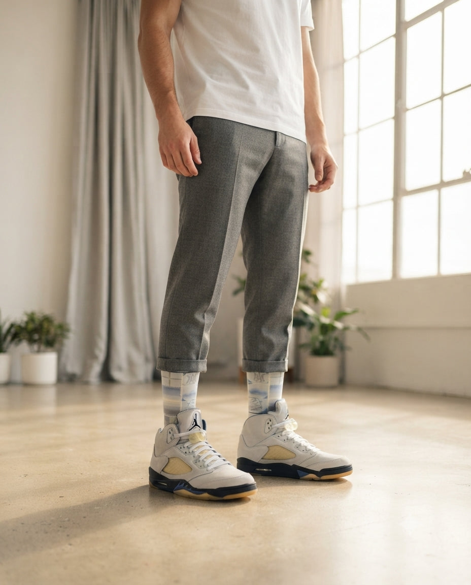 Dawn Socks – A Ma Maniére x Air Jordan 5 Inspired Mid-Calf Unisex Crew Socks