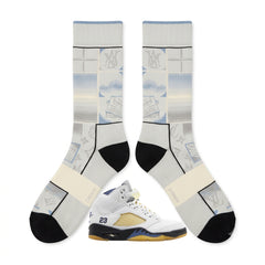 Dawn Socks – A Ma Maniére x Air Jordan 5 Inspired Mid-Calf Unisex Crew Socks