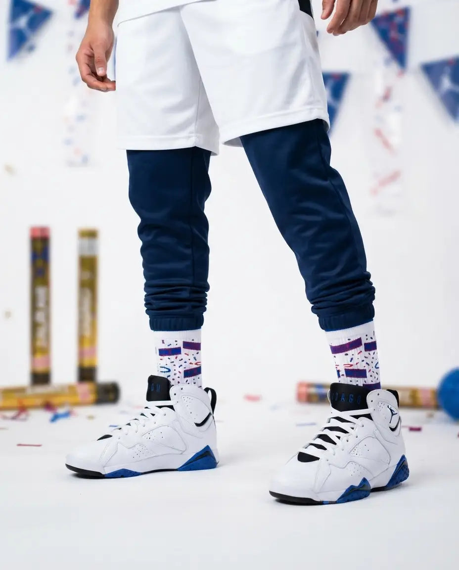 Defining Moments Pack Sneaker Match Socks – Air Jordan 7 GS Defining Moments Inspired Mid-Calf Crew Socks