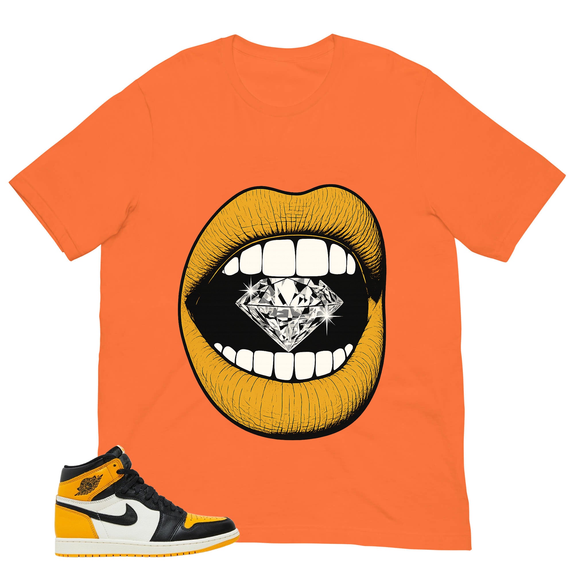 Diamond Lips Shirt - Match Air Jordan 1 Yellow Toe