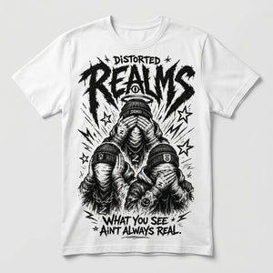 Distorted Realms White Graphic T-shirt