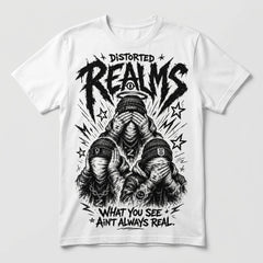Distorted Realms White Graphic T-shirt