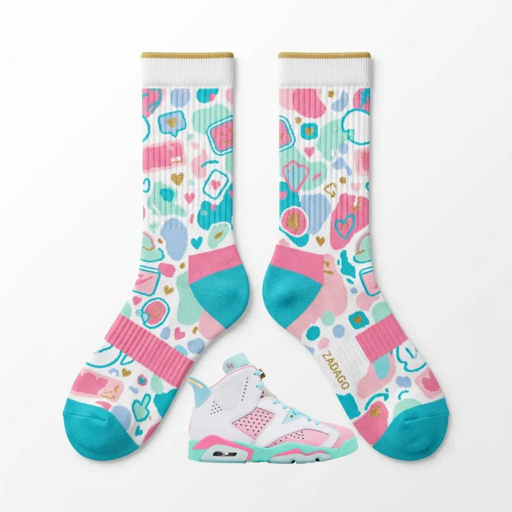 Doernbecher 2025 Socks – Women’s Air Jordan 6 Retro Inspired Mid-Calf Unisex Crew Socks