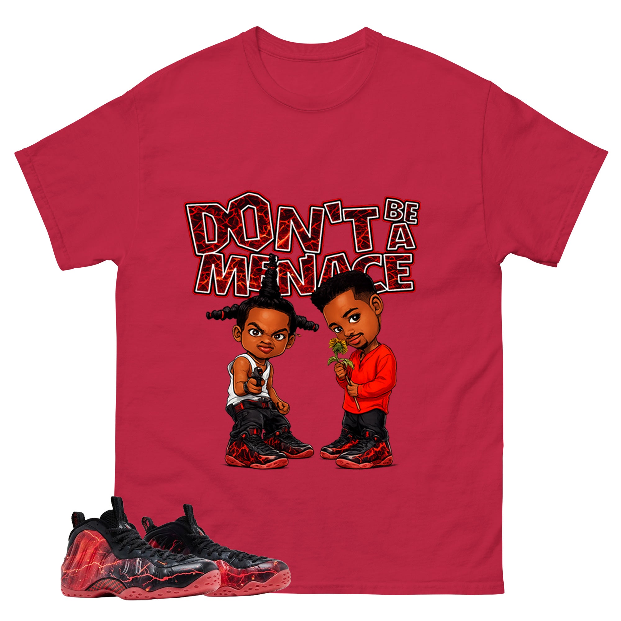 Don't Be A Menace Graphic Tee, Shirt to Match Air Foamposite Stranger Things, Air Foamposite Unisex Blue Shirt