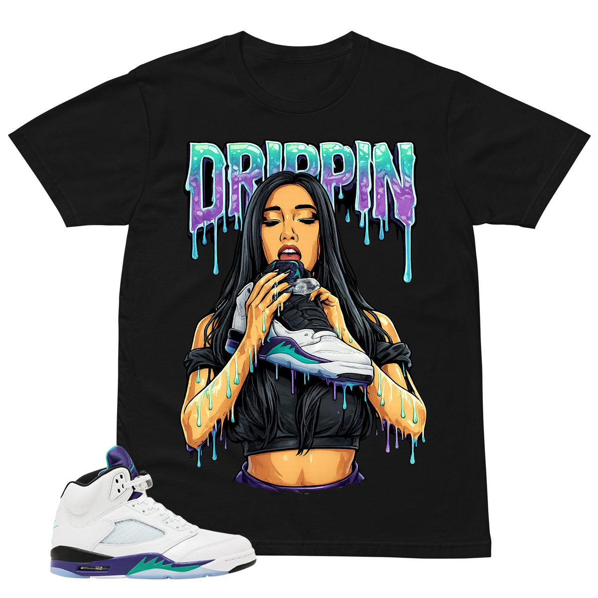Drippin Girl Shirt - Matching Air Jordan 5 Retro 'Grape' 2025