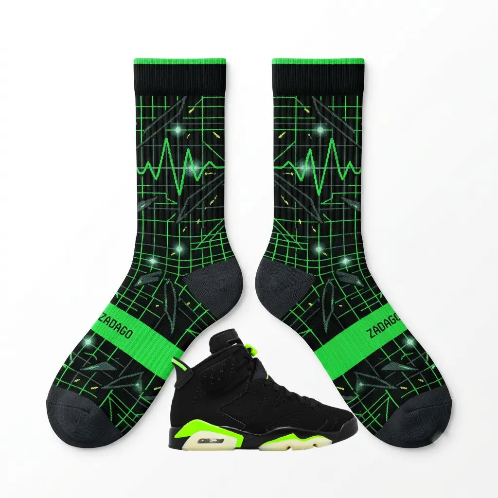 Electric Green Socks – Air Jordan 6 Retro Inspired Mid-Calf Unisex Crew Socks